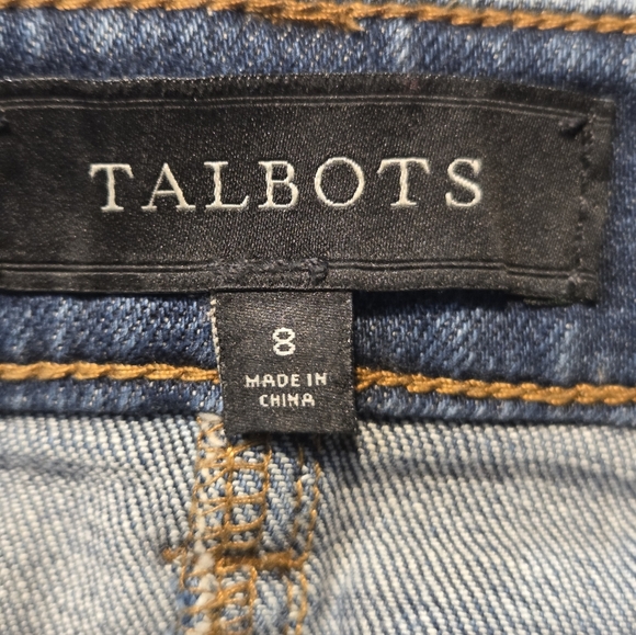 Talbots Denim Pencil Skirt Womens 8  Classic Y2K Preppy Blue Faux Pockets Cotton - Picture 4 of 7